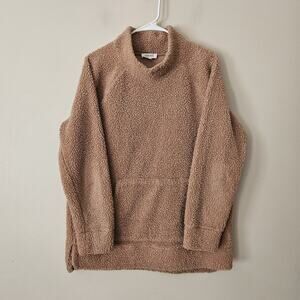 Haven Well Within Medium Pink Cozy Fuzzy Mock Neck Pullover Sweater